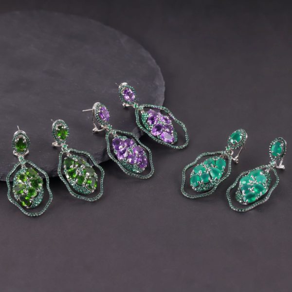 Gemstone Earrings-W0435E - 图片 5
