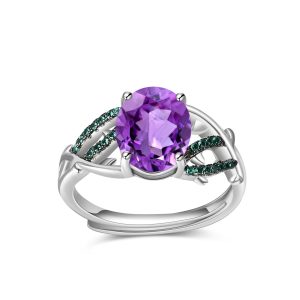 Natural green amethyst rings-C8214R