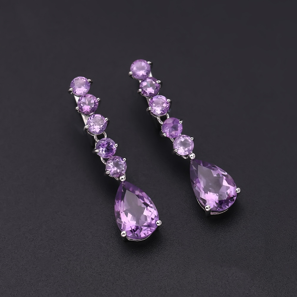 Gemstone Earrings-A476E3-b - 图片 4