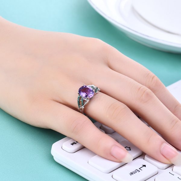 Natural green amethyst rings-C8214R - 图片 4