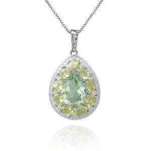 Natural Peridot Green Amethyst Necklace-W0758P