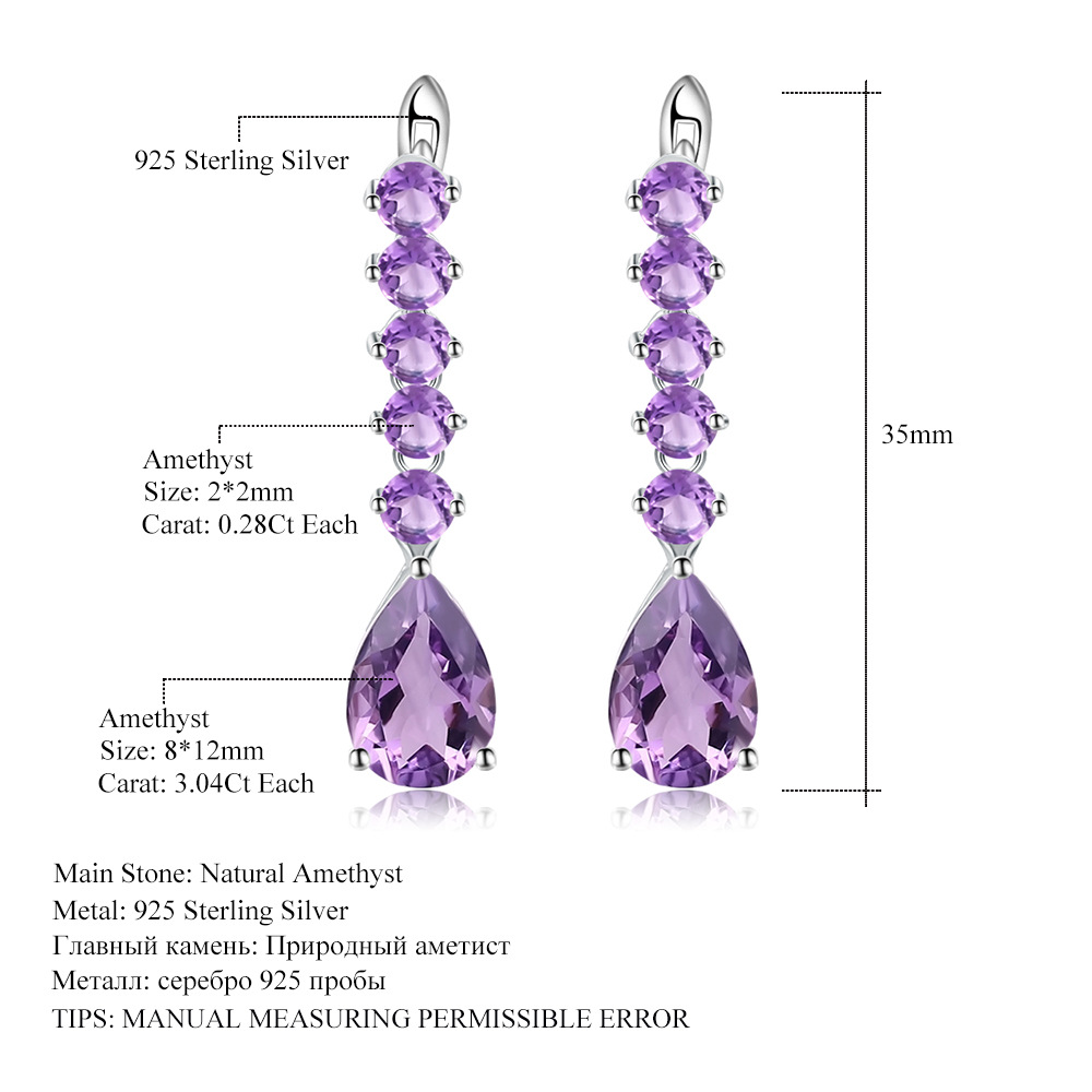 Gemstone Earrings-A476E3-b - 图片 2