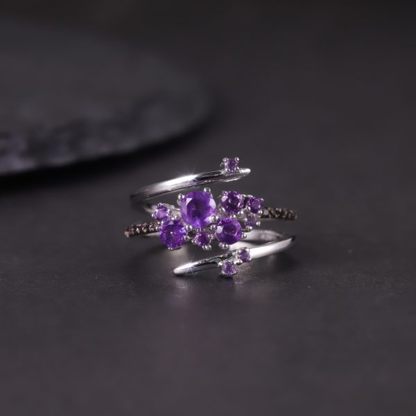 Natural garnet ring-W0831R - 图片 3