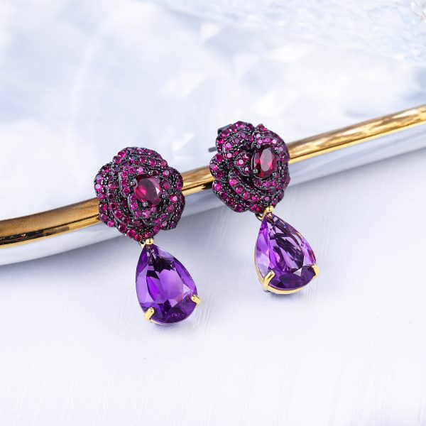 Gemstone Earrings-C7630E-bAM - 图片 2