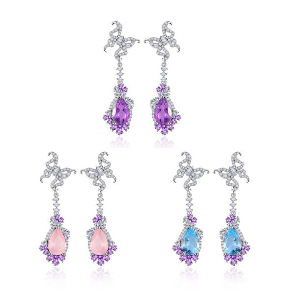 Gemstone Earrings-C9386E - 图片 2