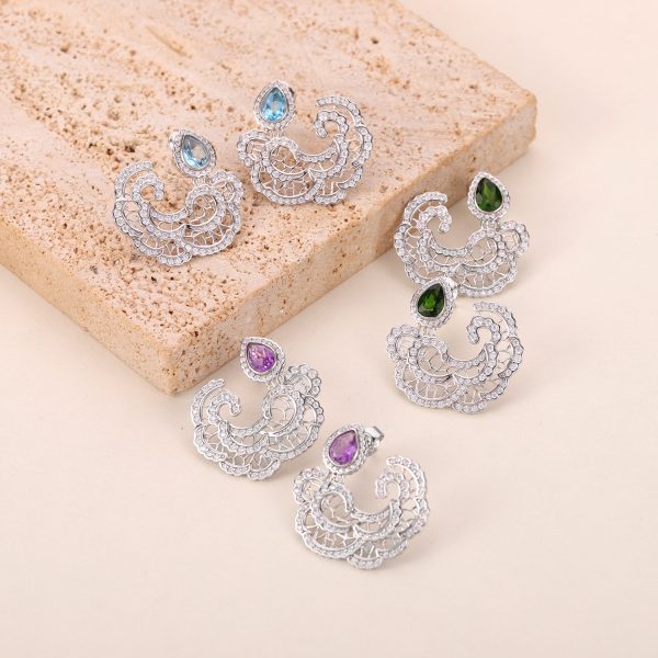 Gemstone Earrings-ZL0081E-B - 图片 5