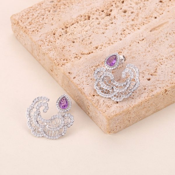 Gemstone Earrings-ZL0081E-B - 图片 6