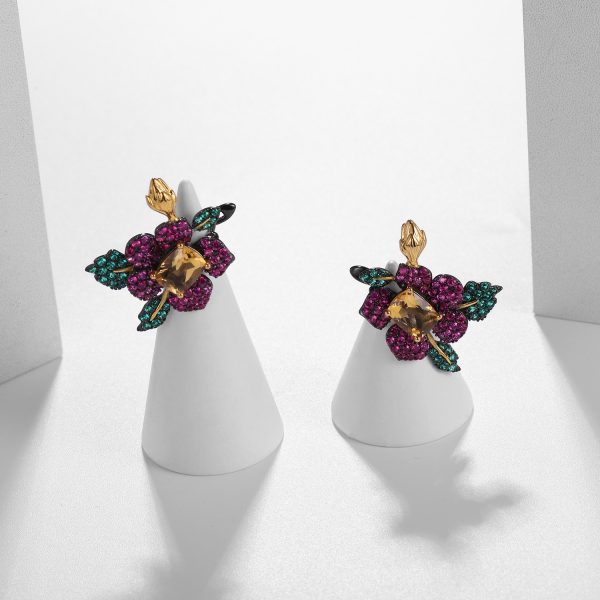 Gemstone Earrings-C8222E - 图片 3