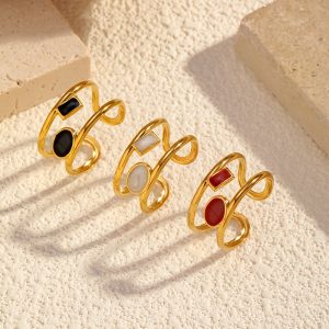 Gold Fashionable Luxury Titanium Steel Open Ring