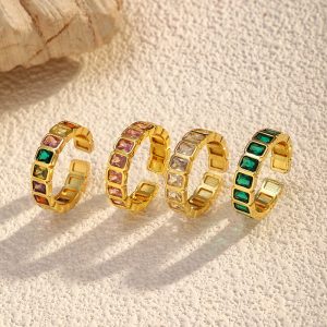 Luxury small cubic zirconia gold-plated copper ring