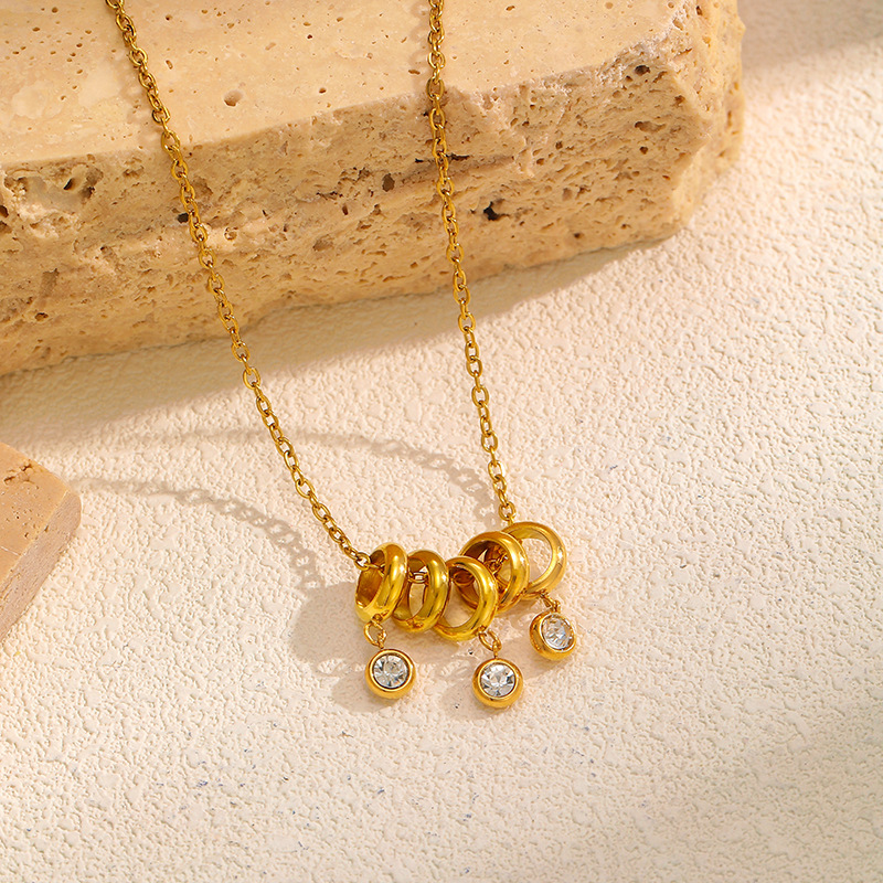 18K gold stainless steel rhinestone necklace - 图片 3