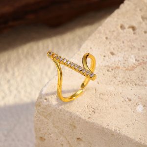 Gold wave stainless steel ring