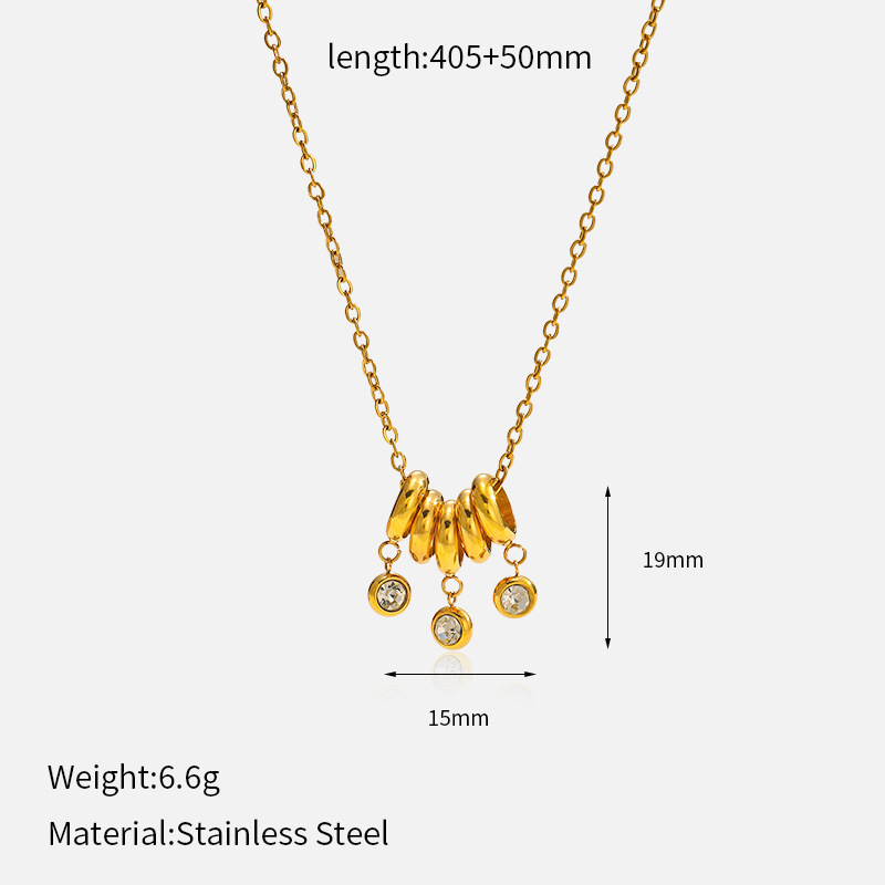 18K gold stainless steel rhinestone necklace - 图片 4