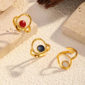 Stylish gold titanium steel open ring